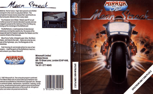Mean Streak box art for ZX Spectrum